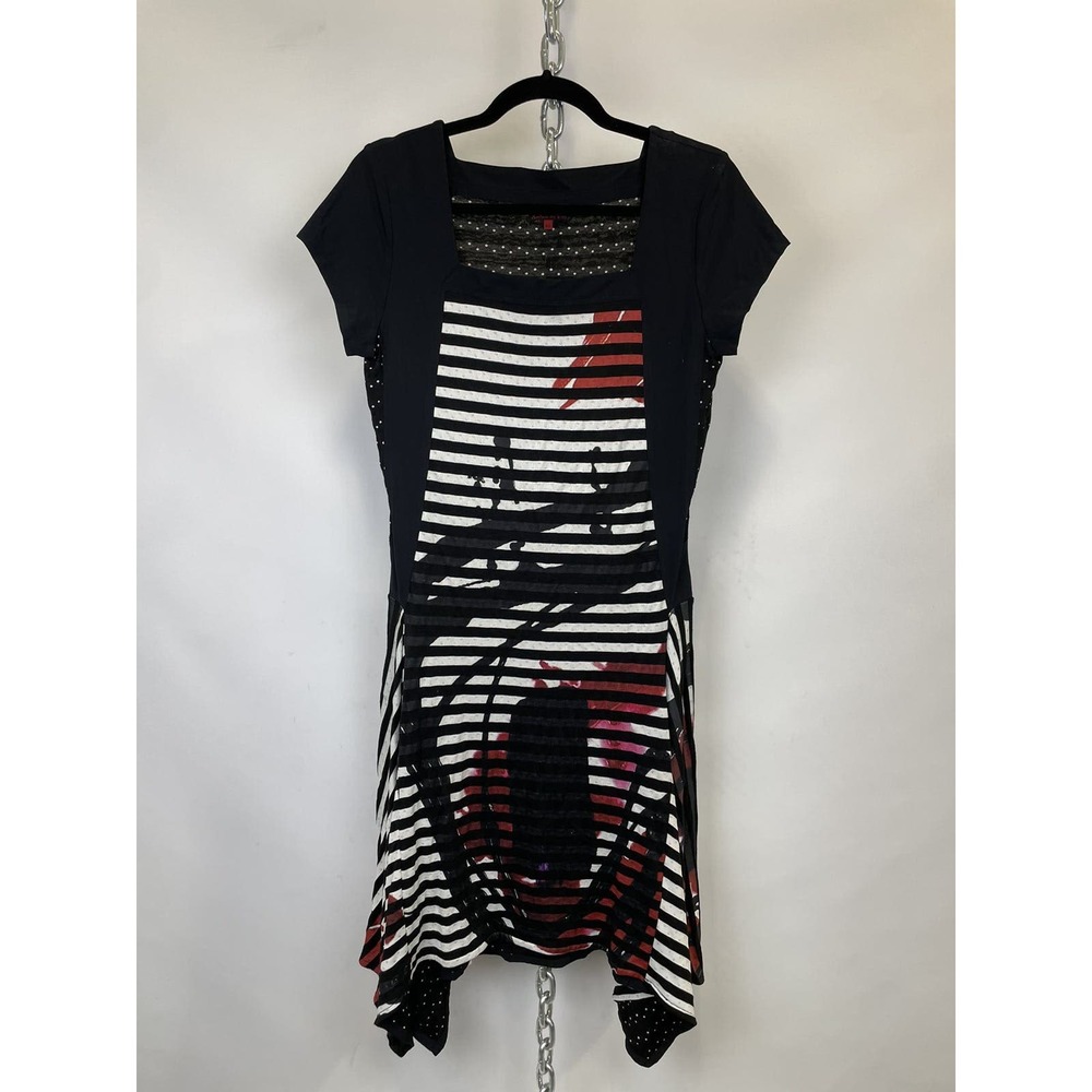 Adventures Des Toiles Striped Short Sleeve Mini Dress Tunic
